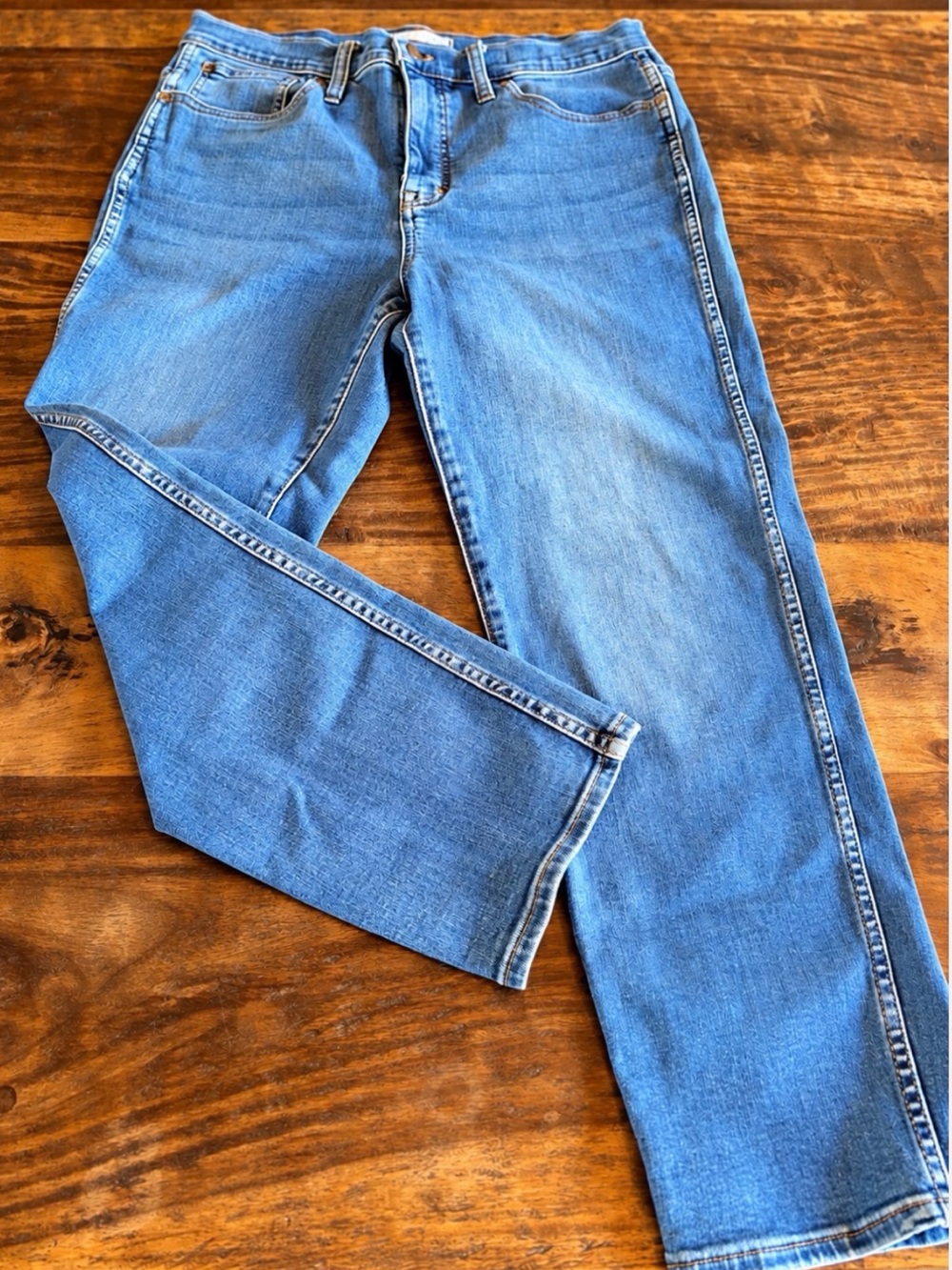 Madewell Roadtripper Stovepipe Jeans Blue Stretch Denim Straight Leg Ankle 30